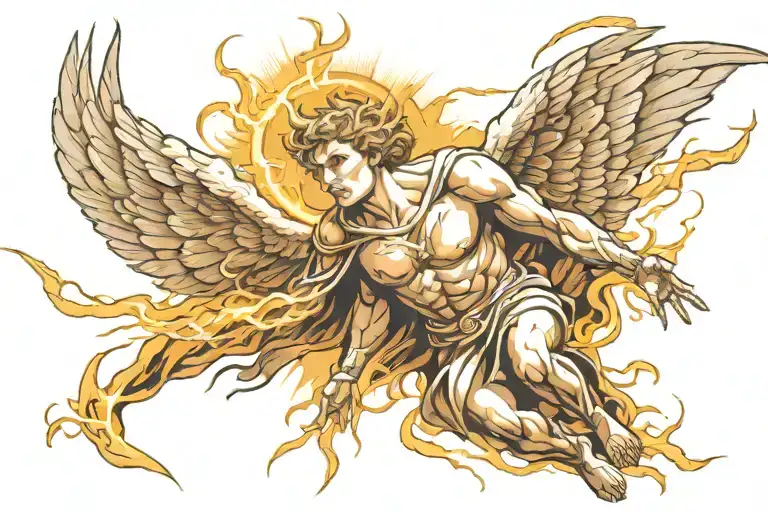 An Angel With Lightning Bolts Coming