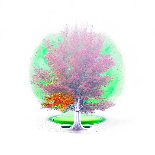 Green Paw Print With An Autumn Tree