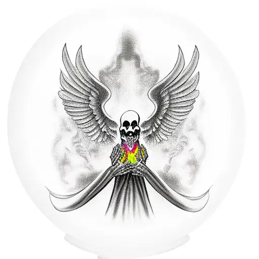 Grim Reaper Hands Holding Hour Glass With Phoenix Breaking Out Of The Bottom Of The Hour Glass