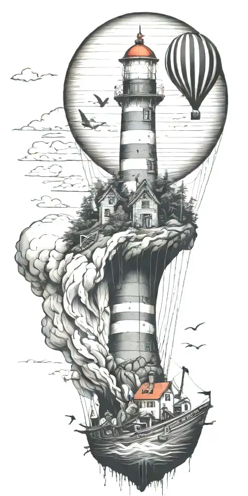 Light House Hot Air Balloon Shipwreck