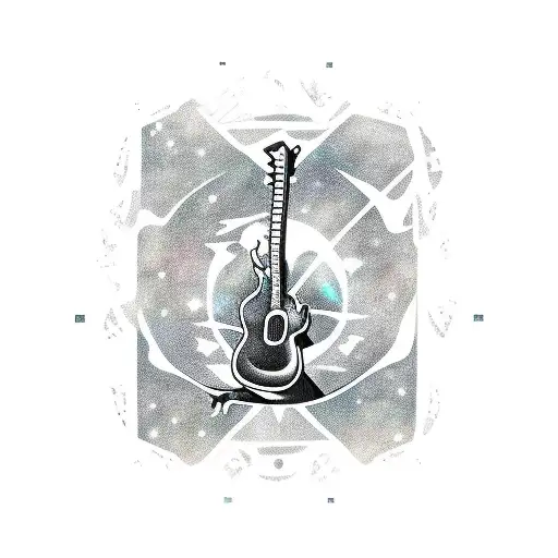 Alien Playing Guitar While Sitting On Edge Of Galaxy