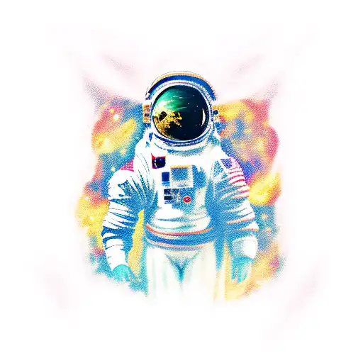 Space Scene With Floating Astronaut