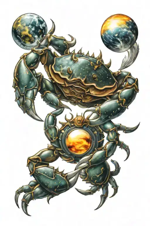 Crab Holding The Sun And Moon