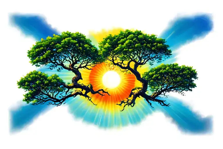 Trees With Sun Rays Seeping Through