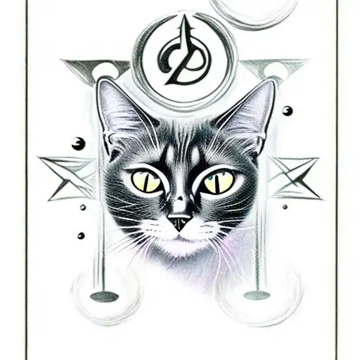 Black Cat Face Tarot Card Occult