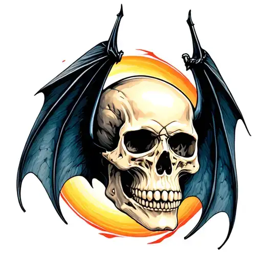 A Skull And Bat Wings