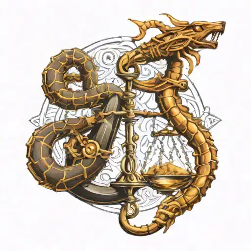 A Libra Symbol Intertwined With A Scorpion