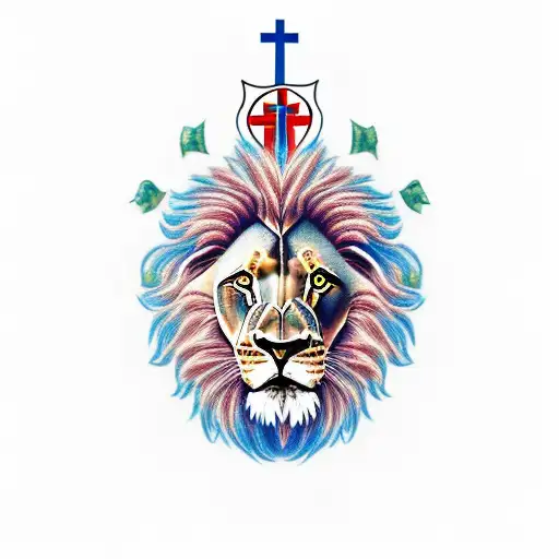 Lion With Christian Cross