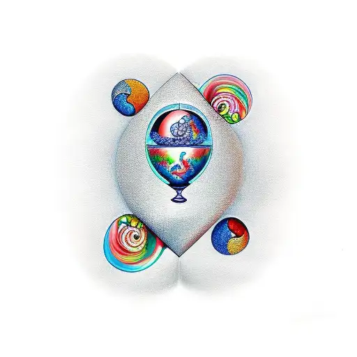 Hourglass And Brain And Heart And Yin Yang