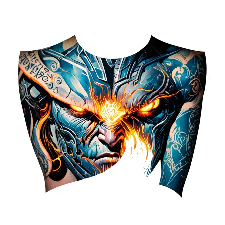 Angry Lod Shiva Half Cyborg Half Human For Chest