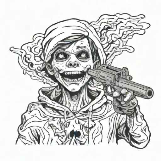 Teenage Boy In Ghost Form Holding A Gun To His Head With A Manic Smile