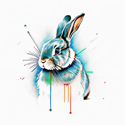 Bunny Water Stains Geometric Lines