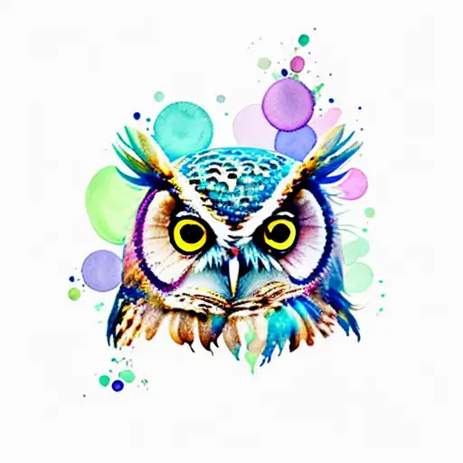 Watercolor Owl With Pockets Watch On Chain Surrounded By Lilies