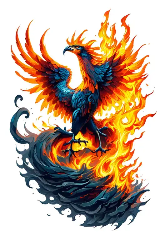 Fire Phoenix Rising From Curled Ashes Symbolizing Overcoming Ptsd