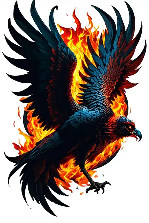 Fire Phoenix Rising From Ashes Symbolizing Overcoming Ptsd