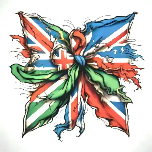 Italian And Uk Flags Knotted Together Like A Medieval Symbol