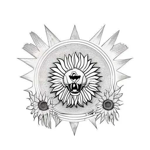 Lion And Eagle And Sunflower And Cardinal And Globe