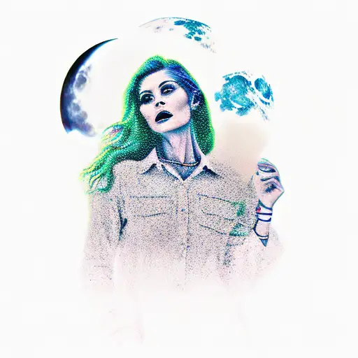 Lady Leaning Against Moon