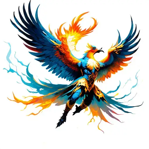 Warrior And Pheonix Flying