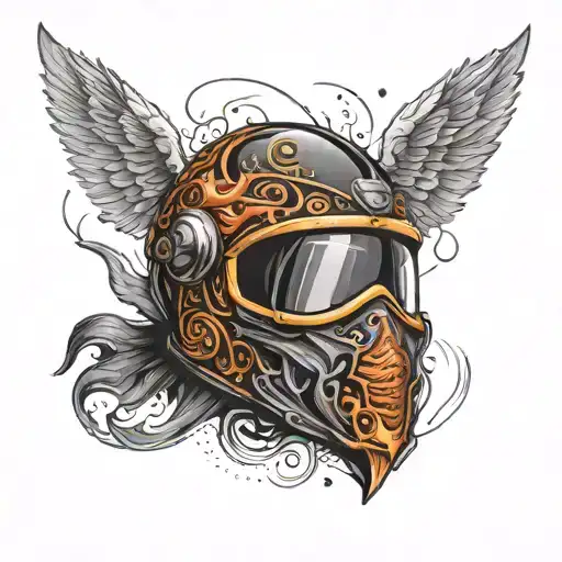 Black Motorcycle Helmet With Demon Wings