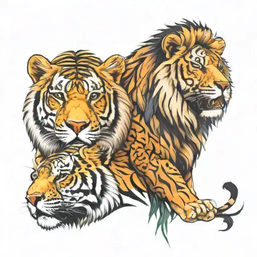Lion And Tiger Head