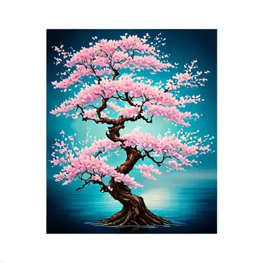 Cherry Blossom Tree Sleeve Tattoo Design
