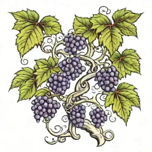 Vine Tree With Grape From Waist To Chest