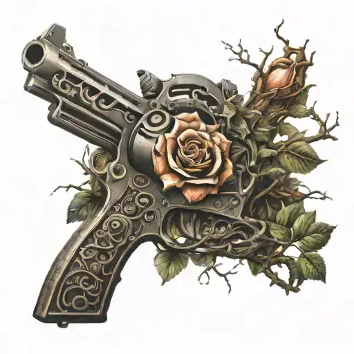 A Tree With Branches Shaped Like Guns And Roses