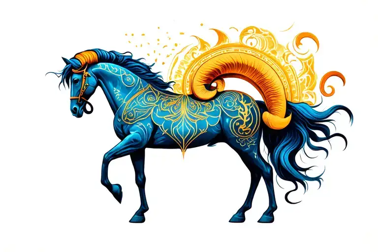 Seehorse And Zodiac Sign Aries
