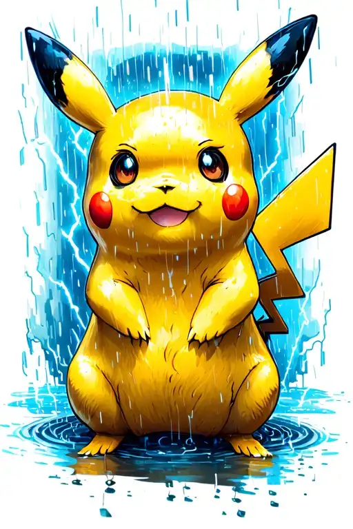 Pokemon Pikachu Rainy Days With Lighting Strikes