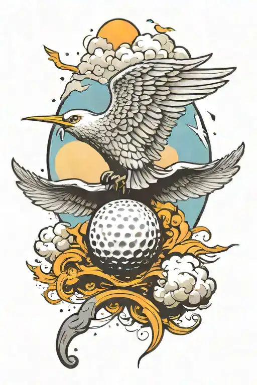 A Golf Ball With Wings Soaring Through The Sky Like An Airplane