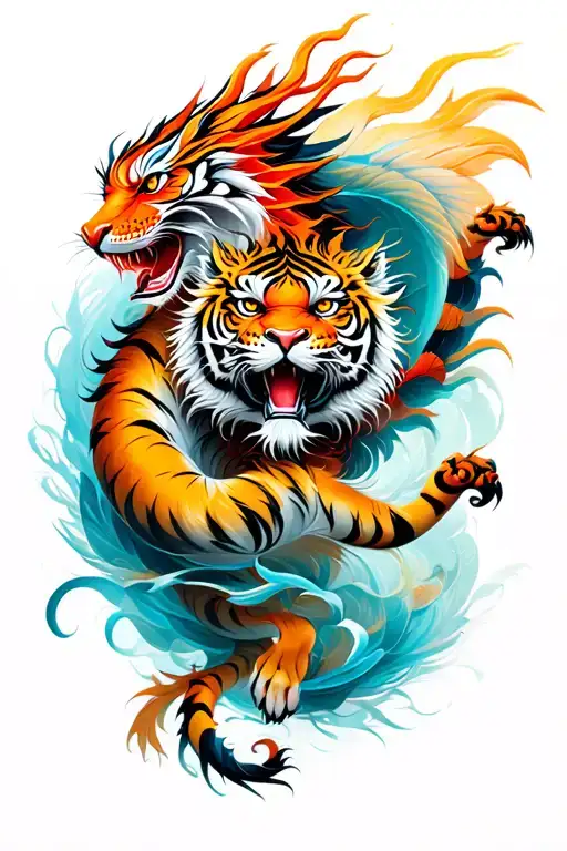 Tiger And Dragon Flying