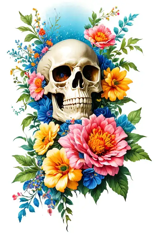 Skull Flowers Surrounding