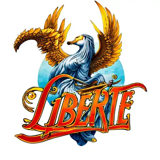Liberte Word Tattoo With Sagittarius