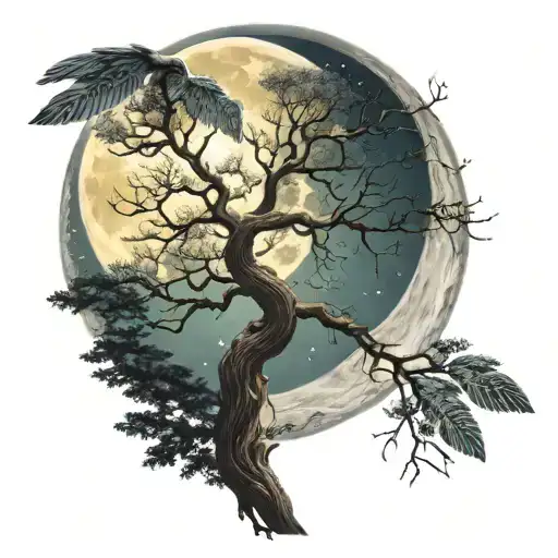 Winged Tree Under The Moon