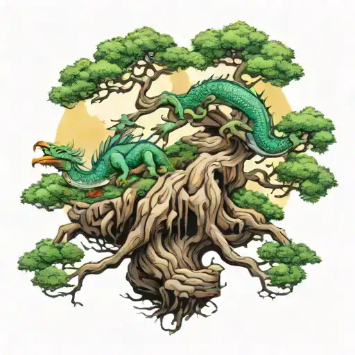 Bonsai Tree With Dragon