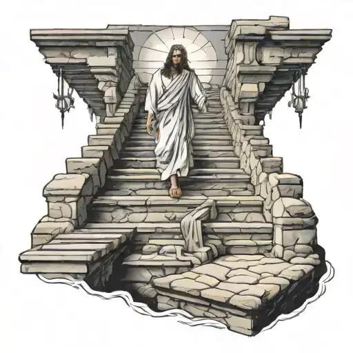Jesus Crosses Stairs