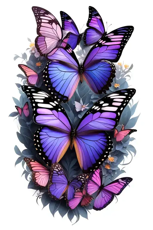 Purple Butterflys Flying