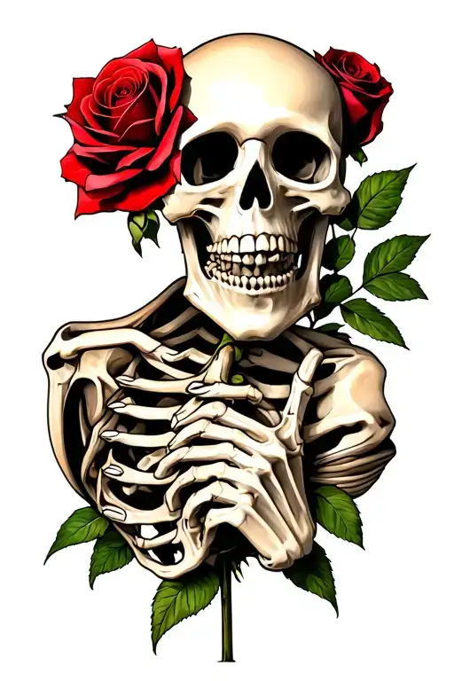 Skeleton Holding Rose