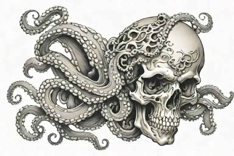 An Octopus Coming Through A Skull
