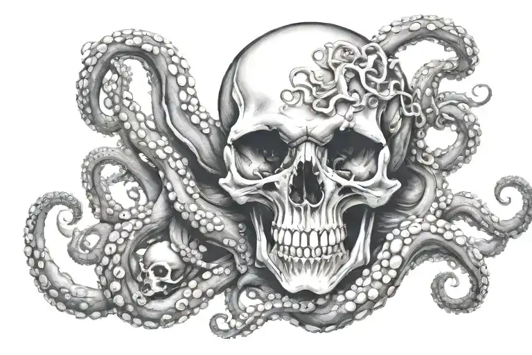 An Octopus Coming Through A Skull