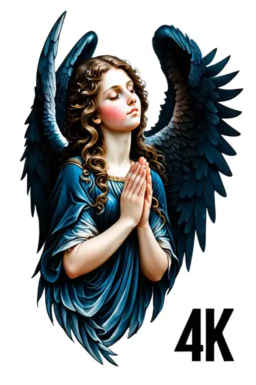 Angel Women Praying Pointed Wings