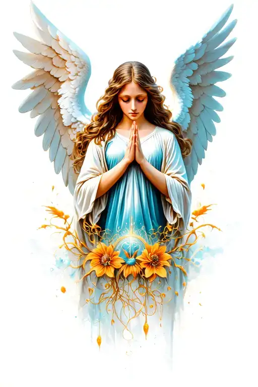 Angel Women Praying Pointed Wings