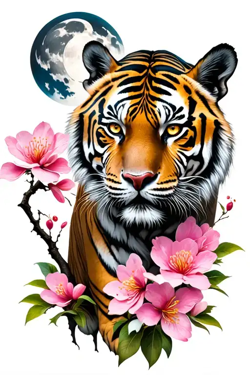 Moon Cherry Blossom Tiger