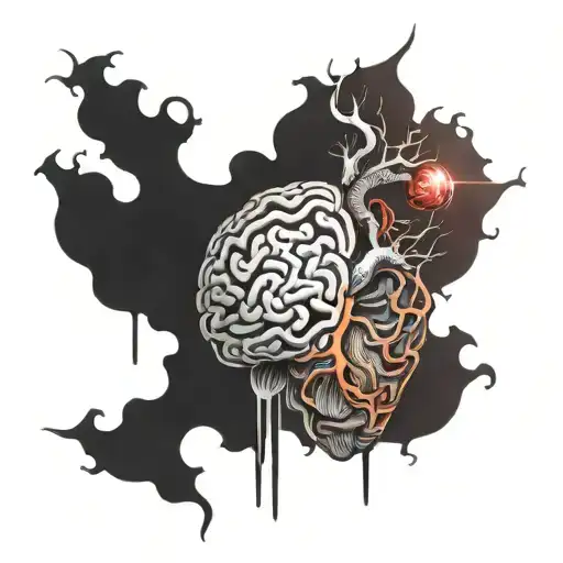 Brain And Heart Connected Line