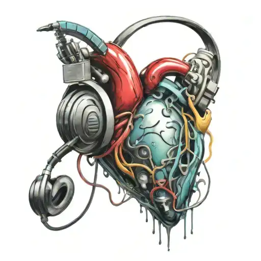 Heart And Headphones Listening To Music