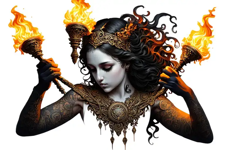 Hecate Holding Torches
