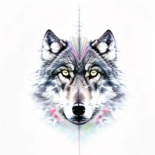 Dark Lonely Wolf Made By Trees