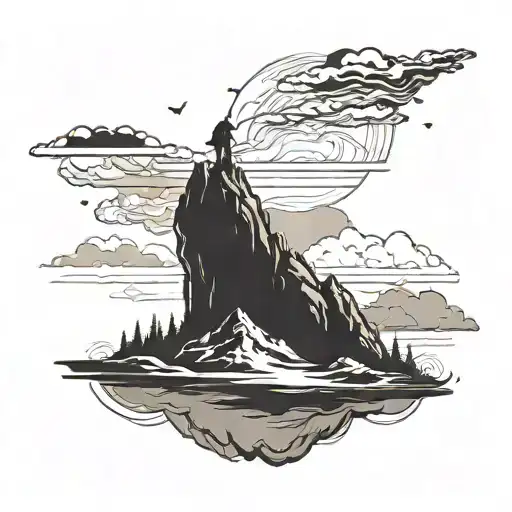 Anime Character Silhouette On A Mountain Peak