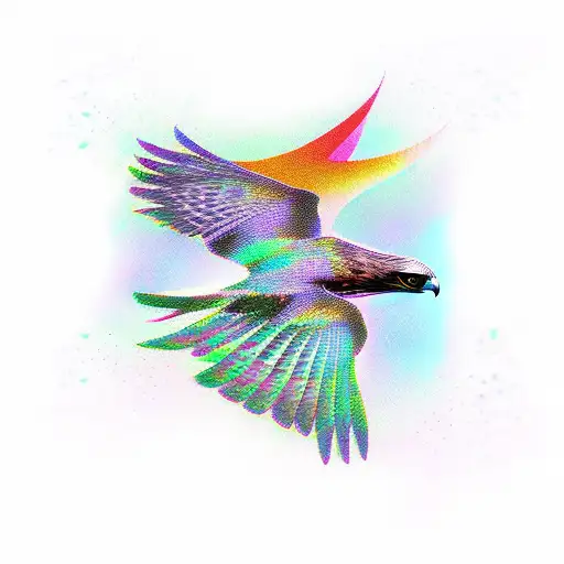 Hawk Soaring With 3D Feather Pattern